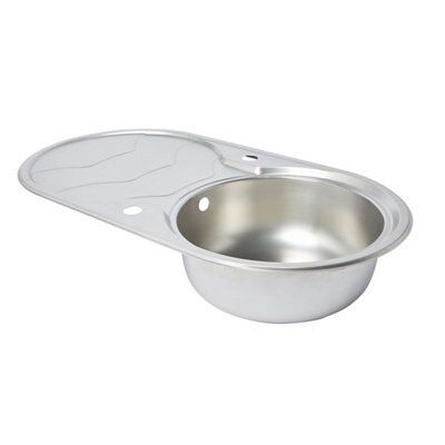 Cooke Lewis Jemison 1 Bowl Linen Finish Stainless Steel Round