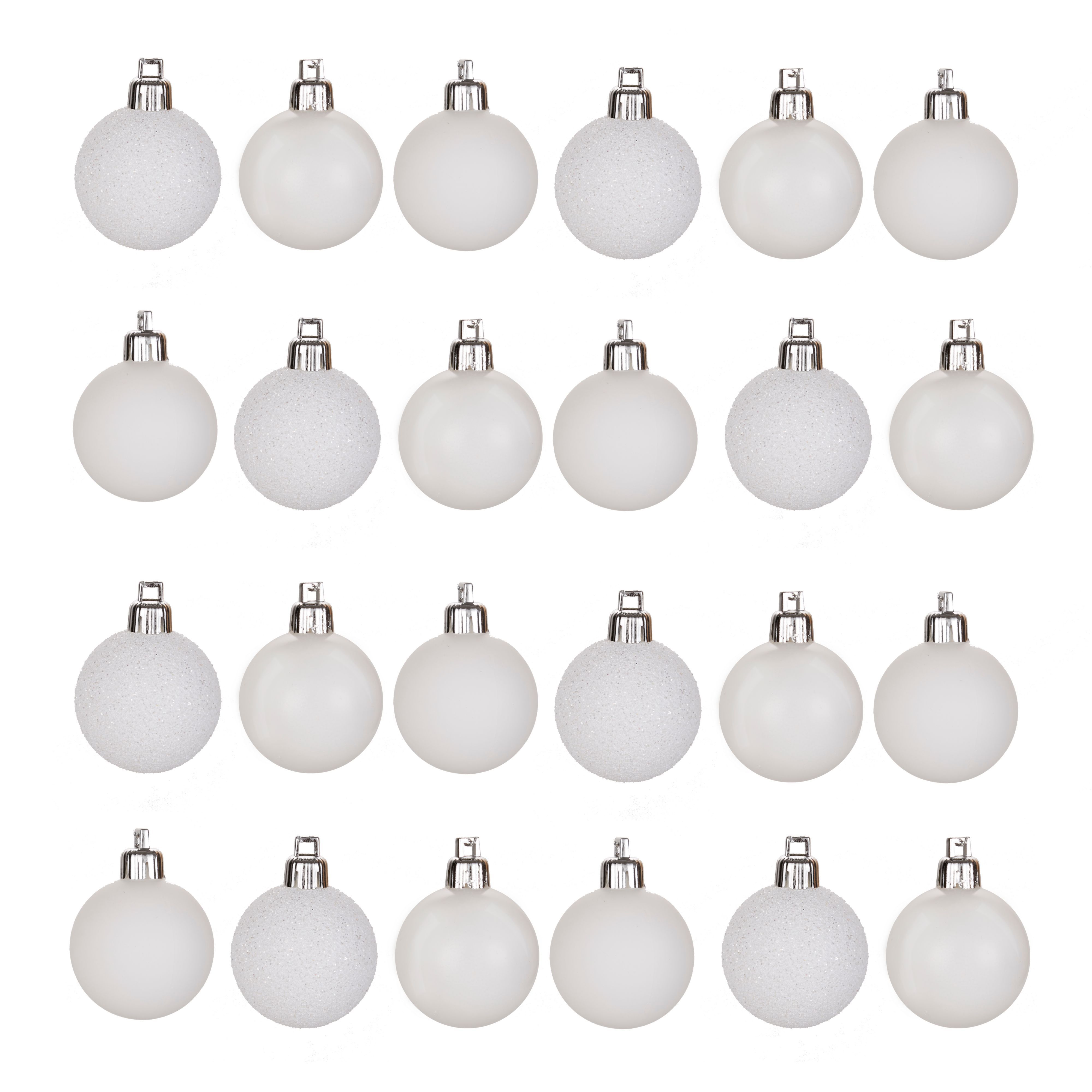 White Assorted Baubles, Pack of 24 | Departments | DIY at B&Q