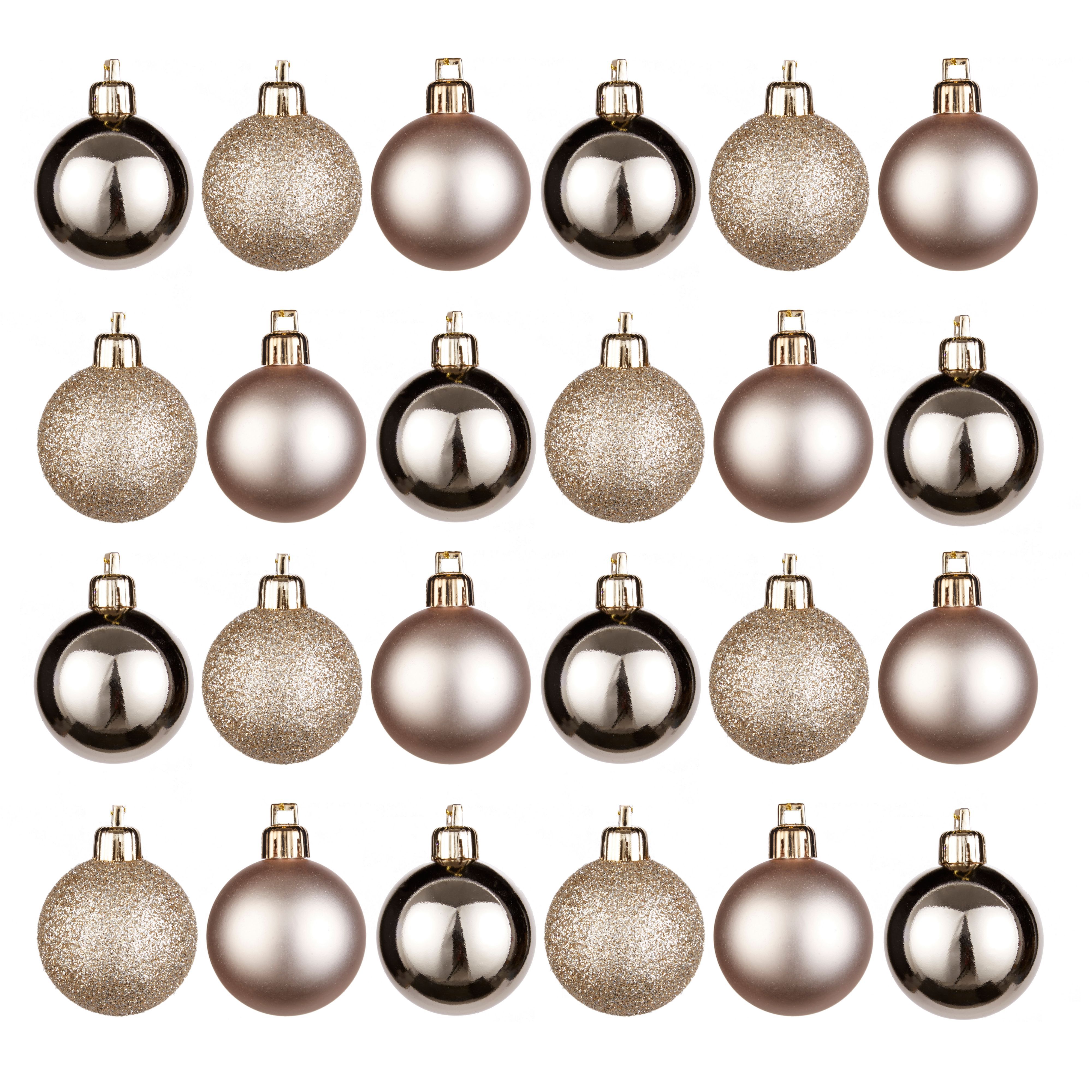 Champagne Assorted Baubles, Pack Of 24 | Departments | DIY At B&Q