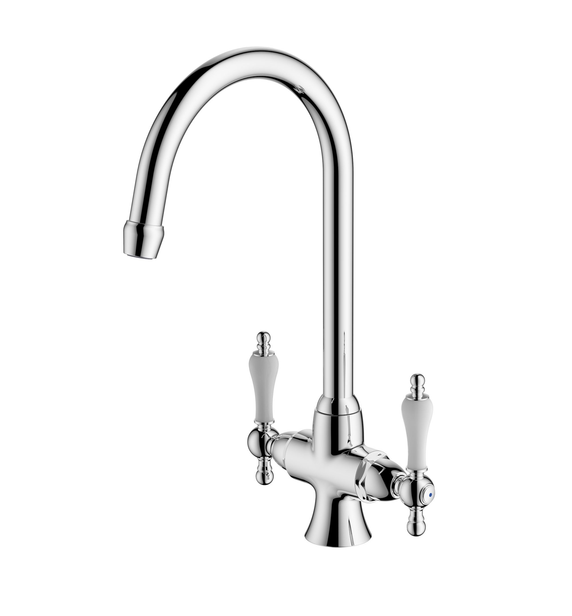 Cooke & Lewis Apsley Chrome Effect Kitchen Twin Lever Mixer Tap ...