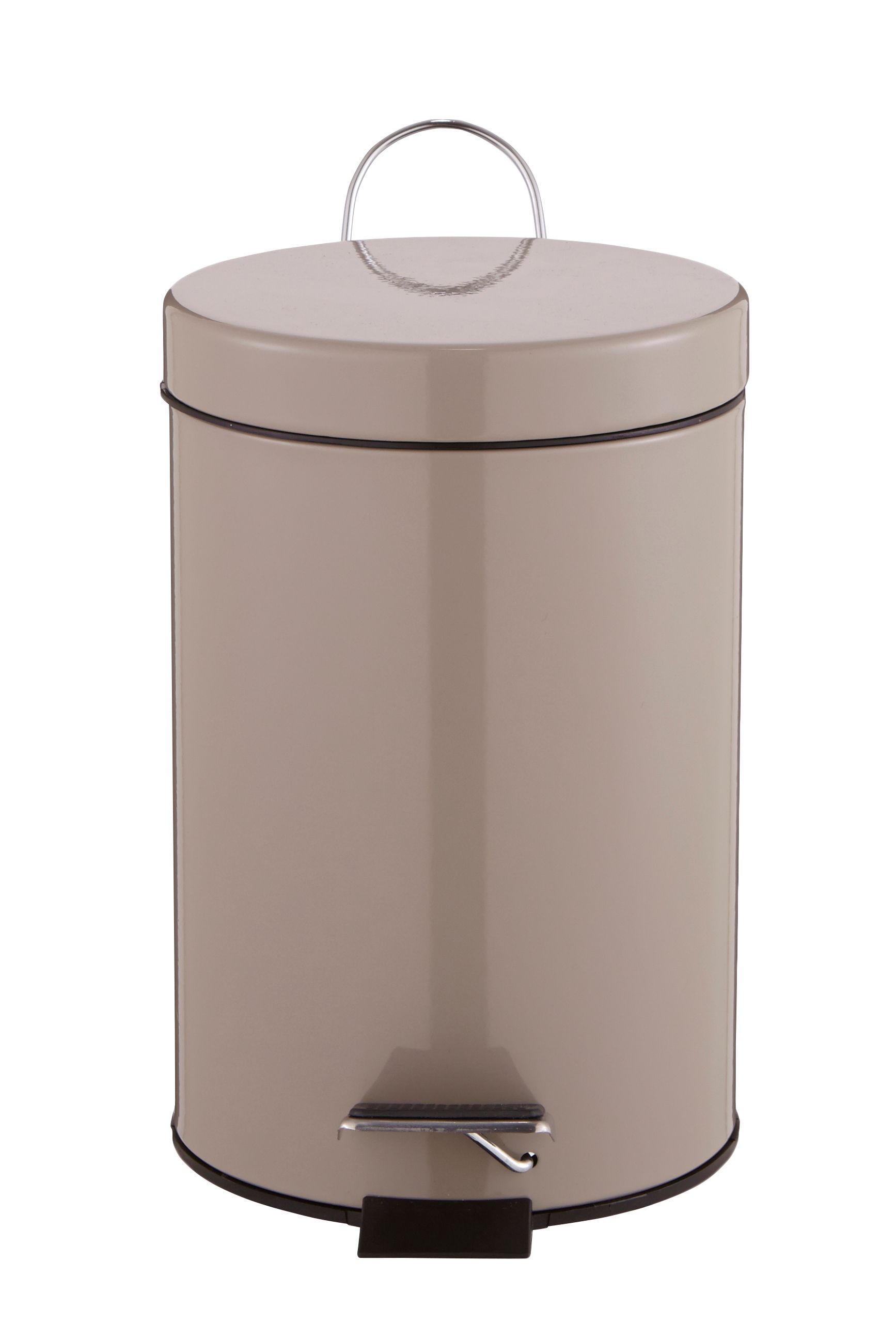 Cooke & Lewis Diani Taupe Stainless steel Round Bathroom pedal bin, 3L ...