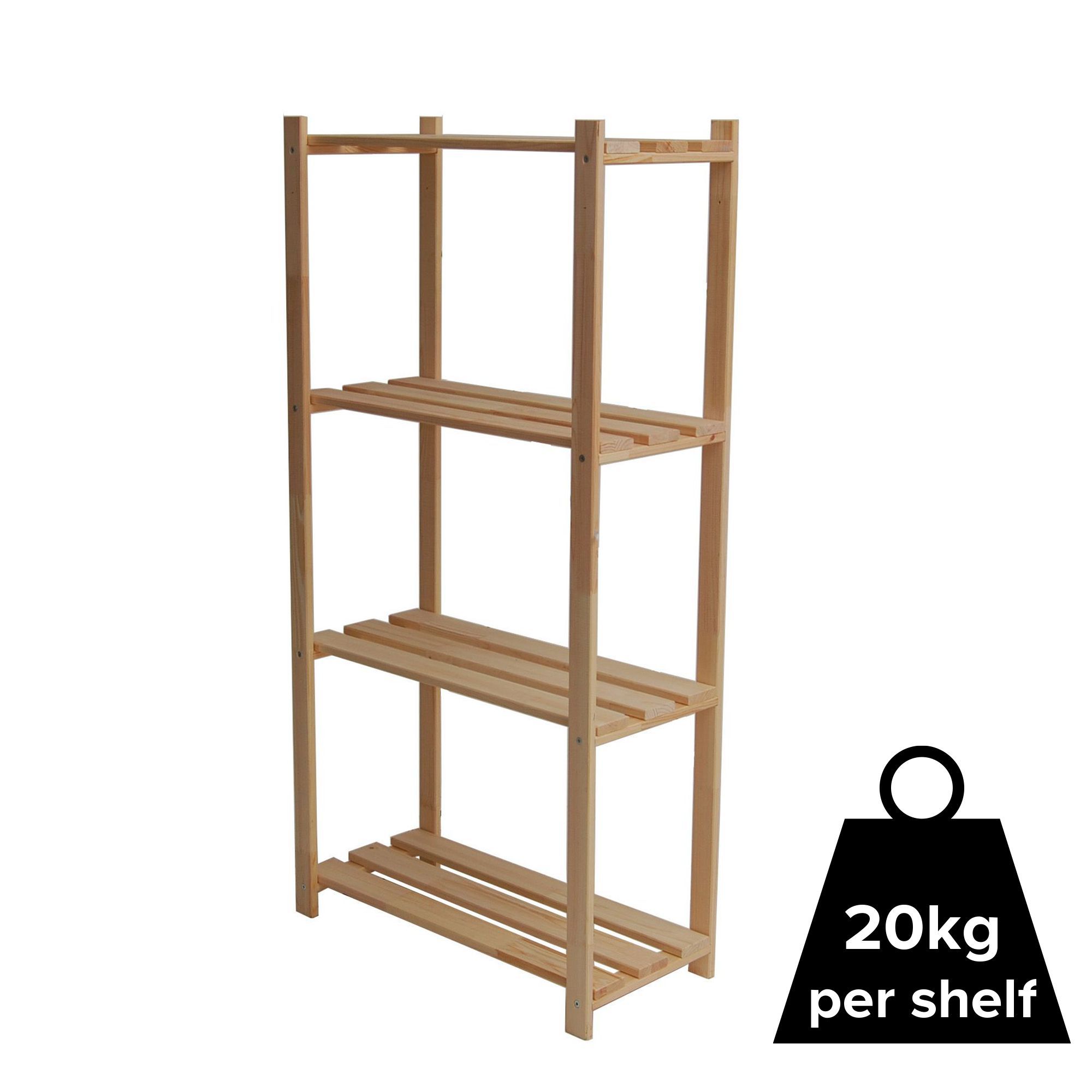 4 Shelf Wood Shelving Unit Departments DIY At B Q   3663602991694 03c