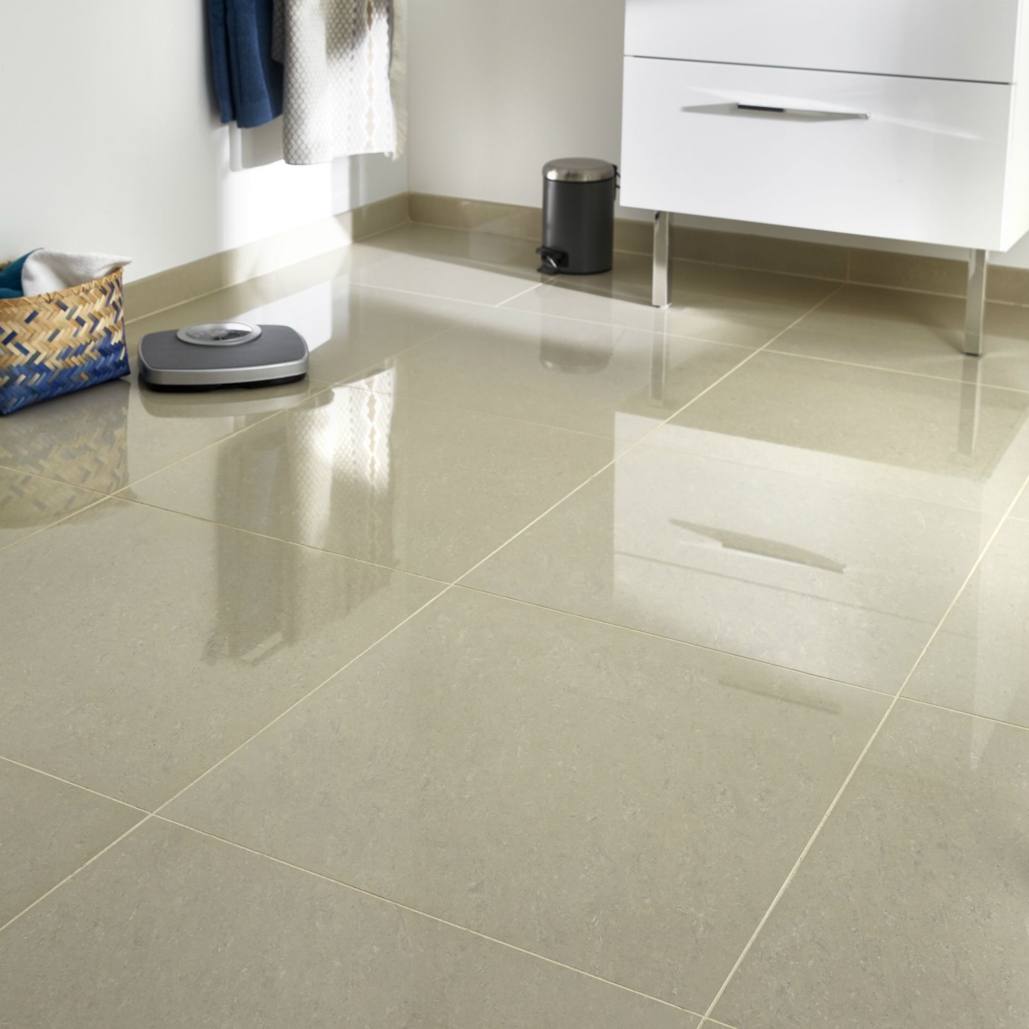 Modenia Beige Polished Porcelain Floor tile  Pack of 3 L 