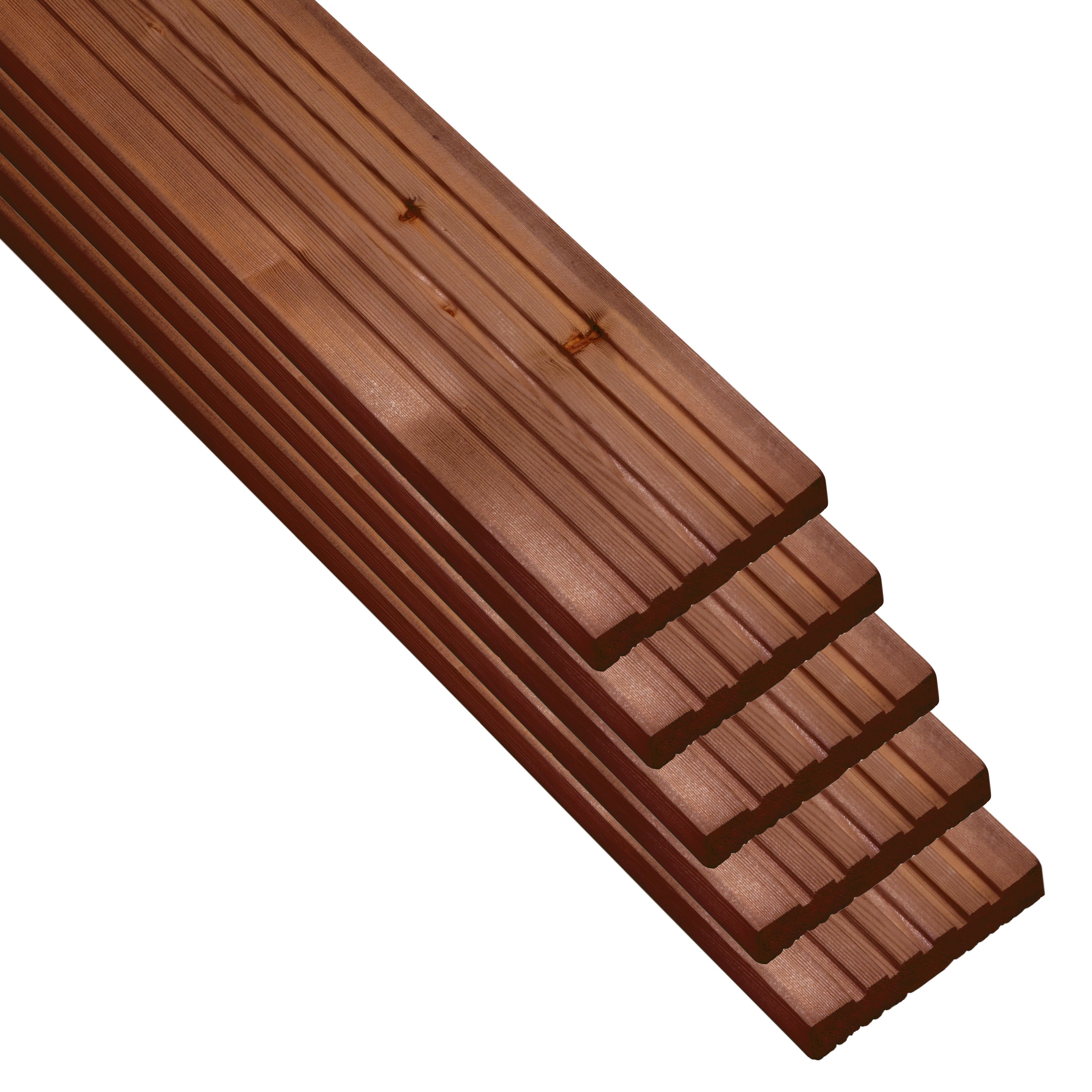 Madeira Value Brown Deck board (T)24mm (W)120mm (L)2400mm, Pack of 5
