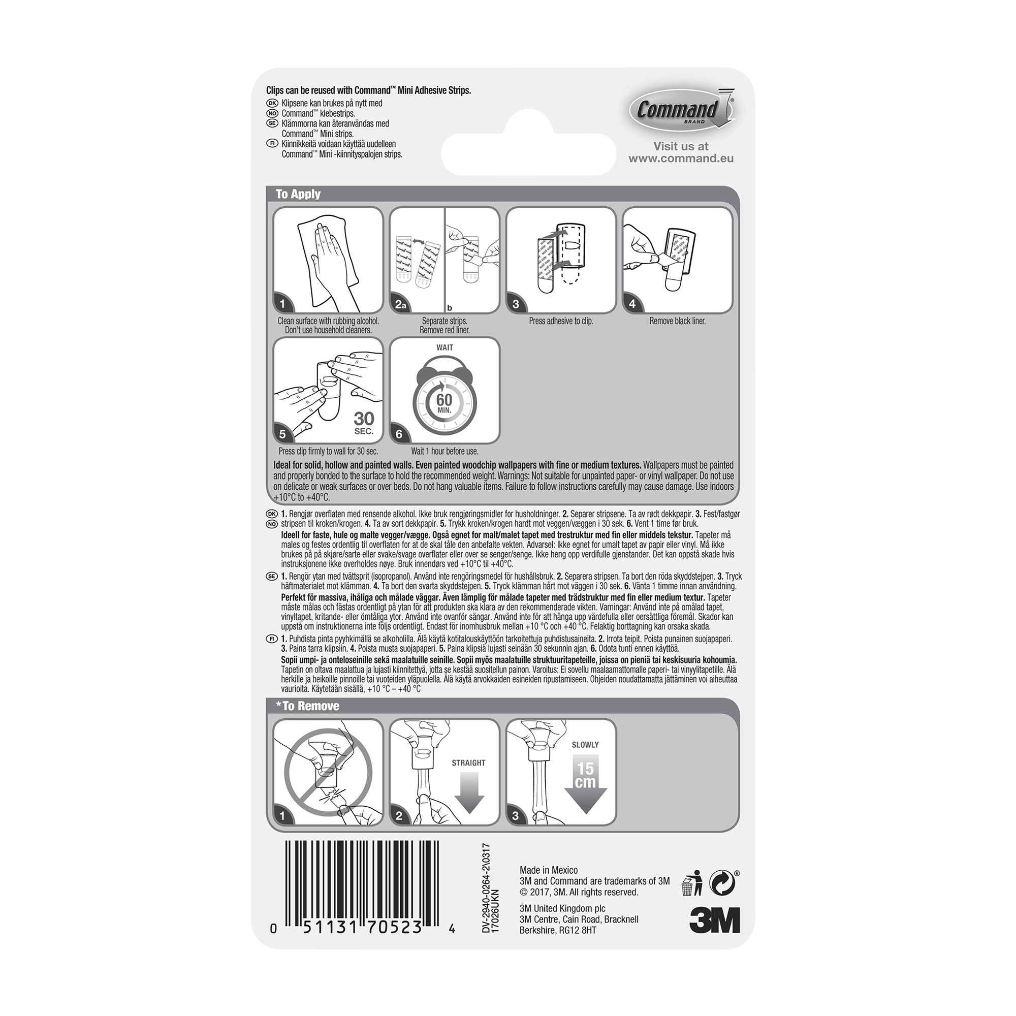 3M Command Decorating White Adhesive clip, Pack of 20