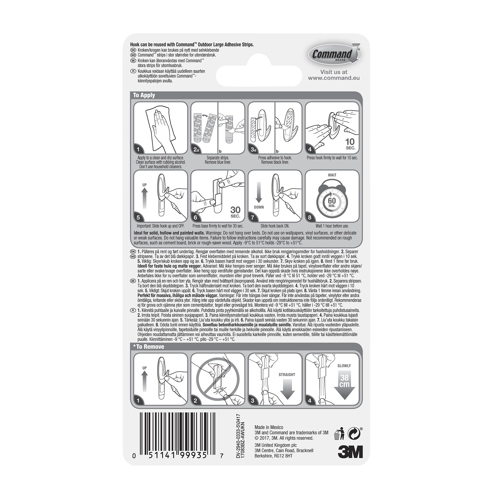 3M Command Designer Outdoor Metal effect Large Single Bronze Hook (Holds)2.2kg
