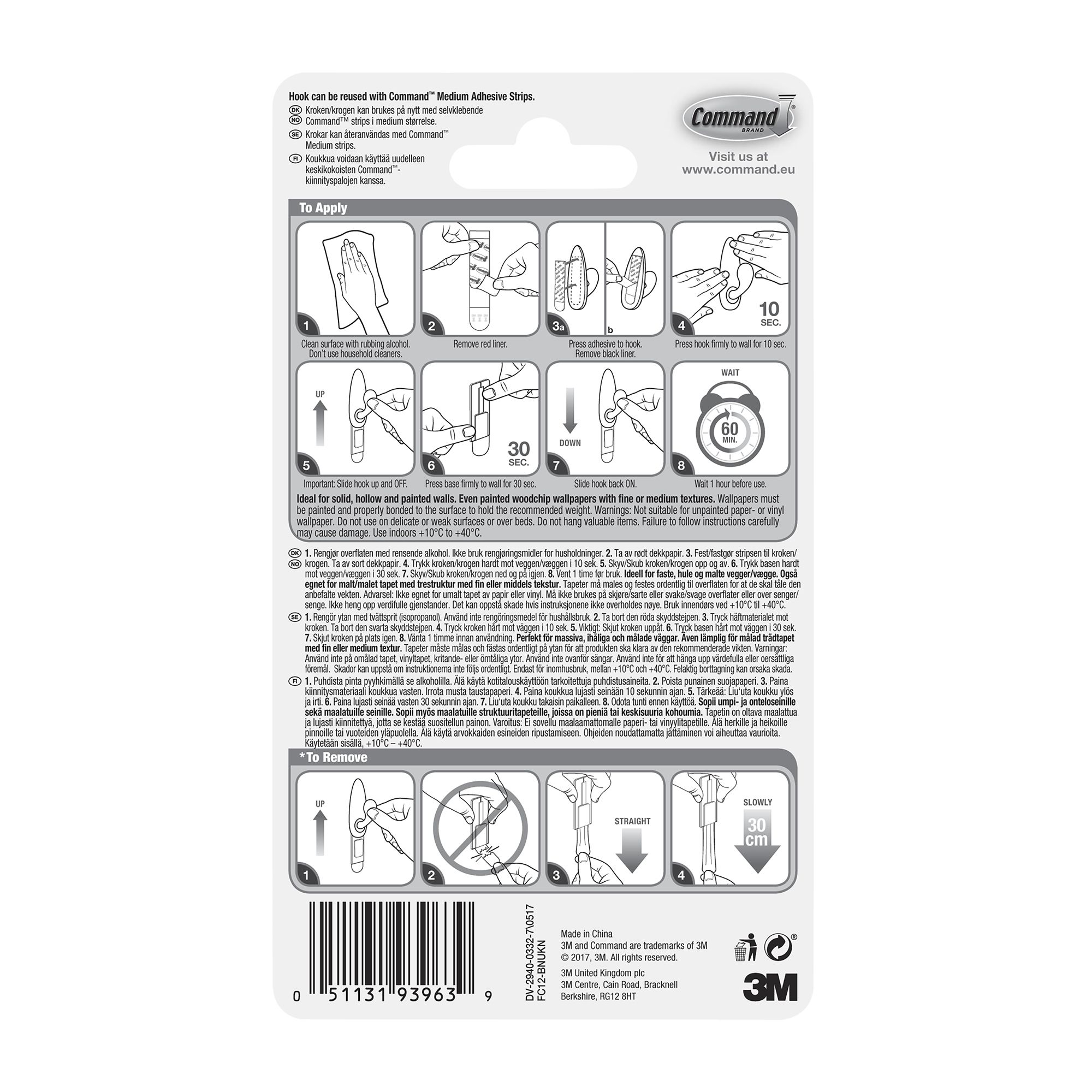 3M Command Forever classic Nickel effect Metal Medium Hook (Holds)1.3kg