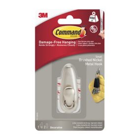 3M Command Forever classic Nickel effect Metal Small Hook (Holds)0.45kg