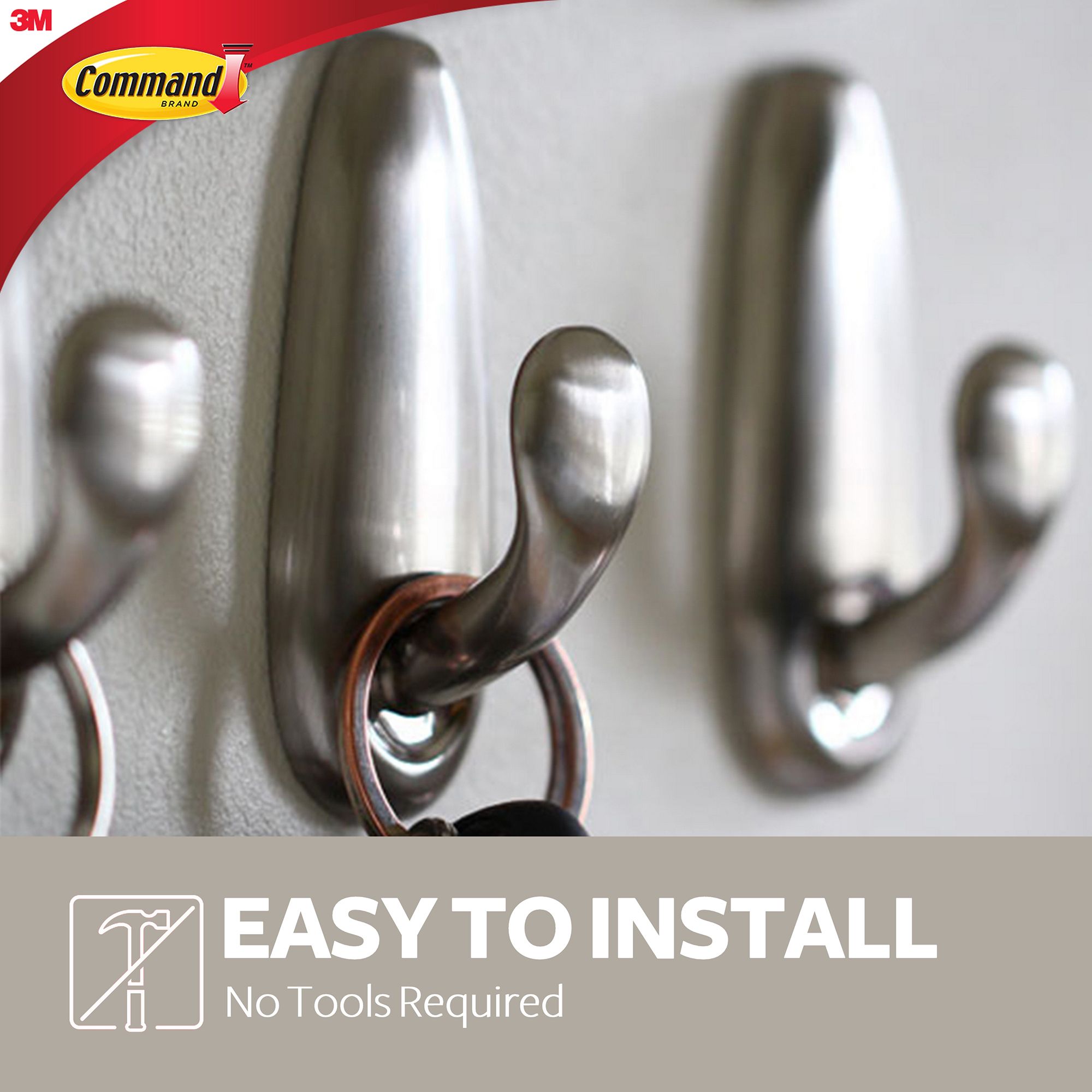 3M Command Forever classic Nickel effect Metal Small Hook (Holds)0.45kg