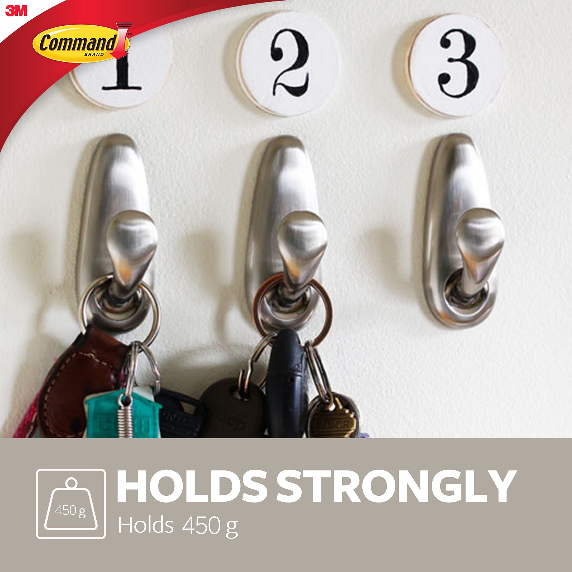 3M Command Forever classic Nickel effect Metal Small Hook (Holds)0.45kg