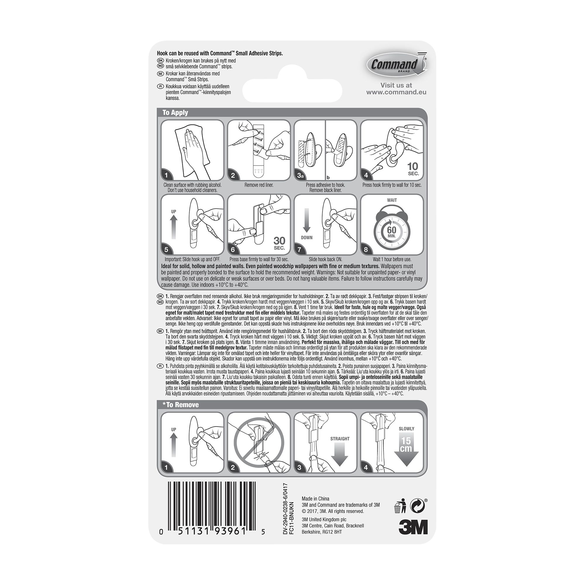 3M Command Forever classic Nickel effect Metal Small Hook (Holds)0.45kg