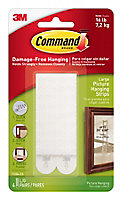3M Command Large White Picture hanging Adhesive strip (Holds)7.2kg, Pack of 4