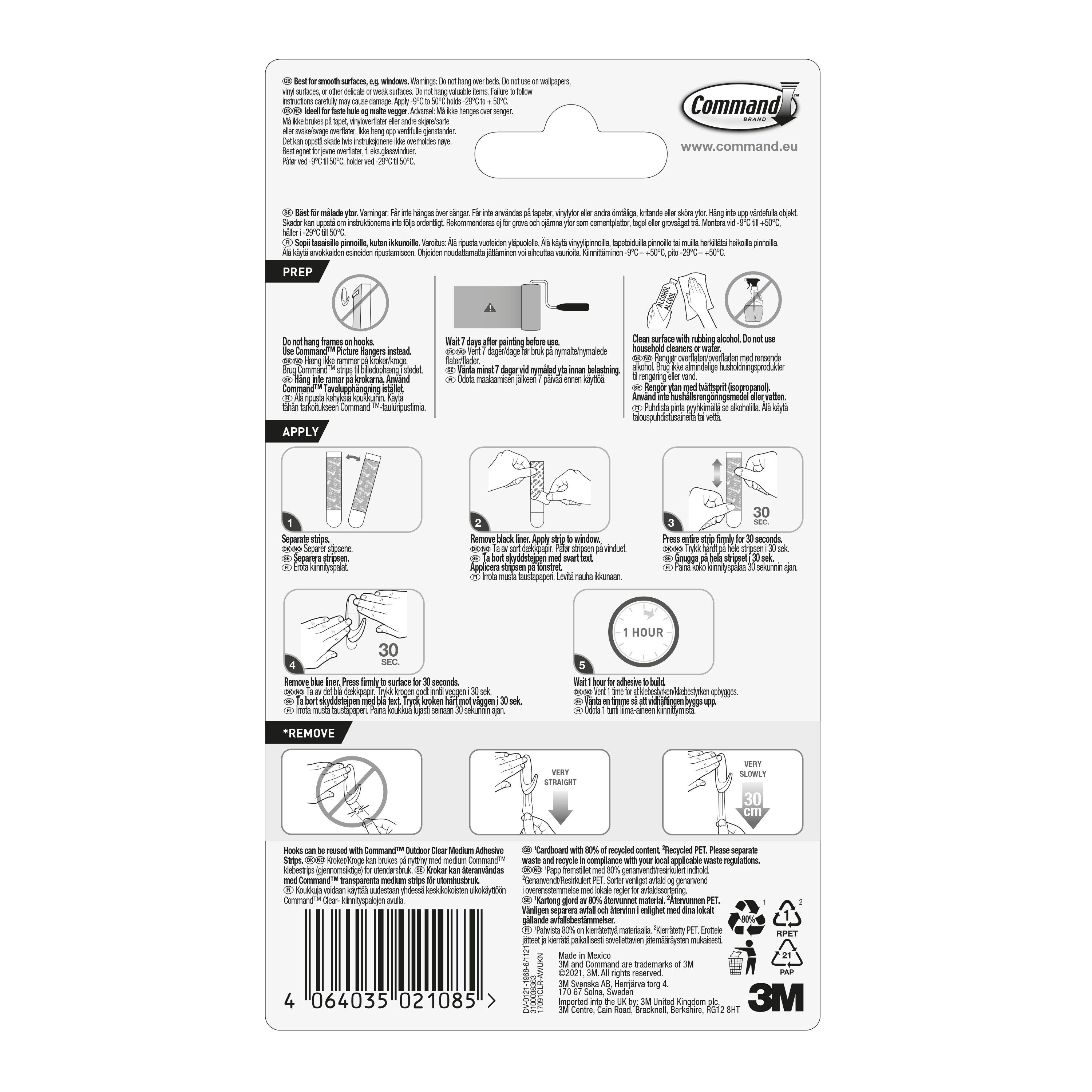 3M Command Medium Outdoor lights Adhesive hook (Holds)900g