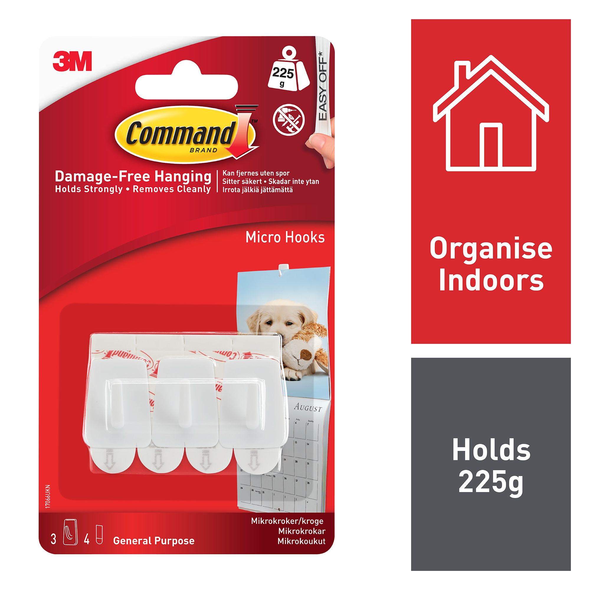 3M Command Micro White Hook (Holds)0.23kg, Pack of 3