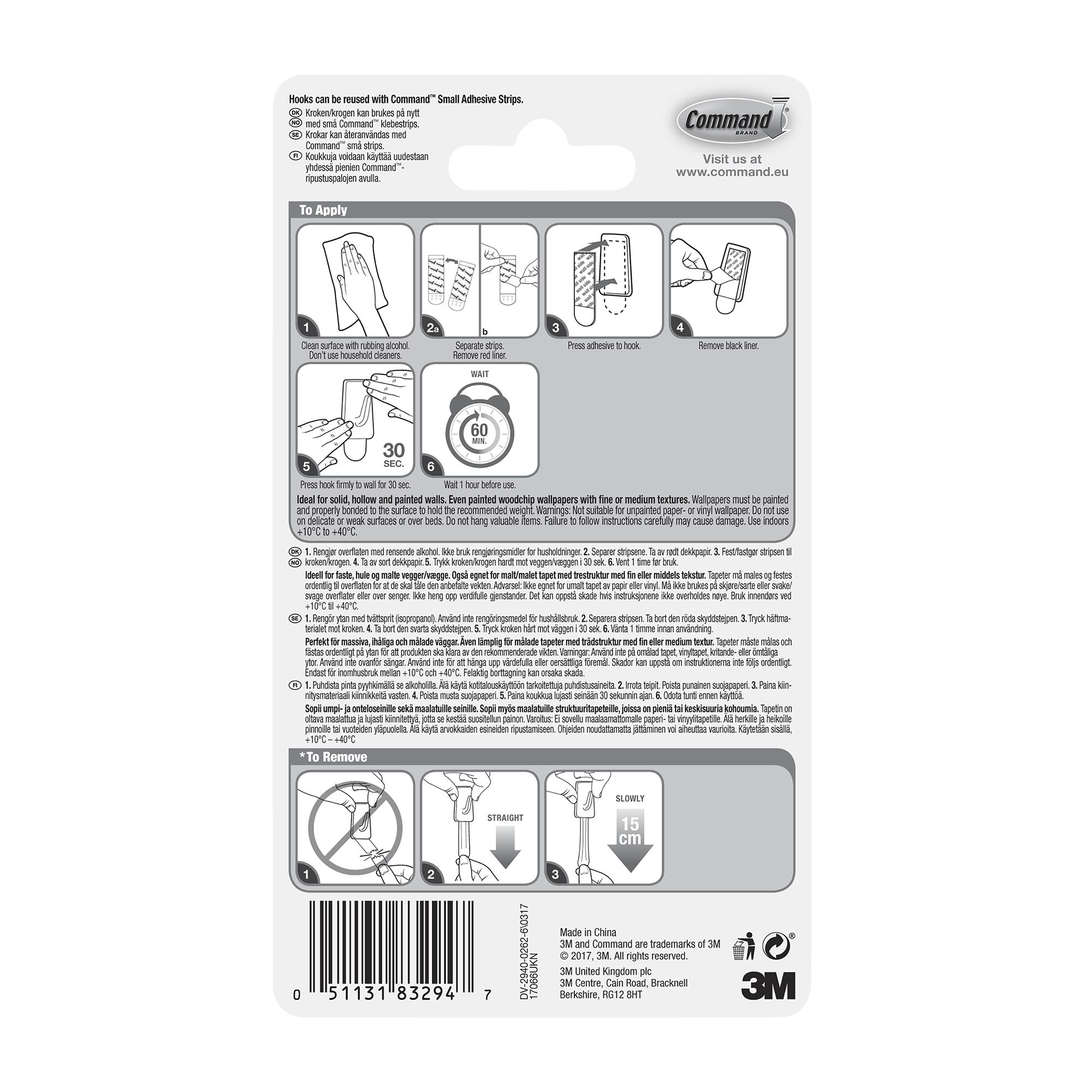 3M Command Micro White Hook (Holds)0.23kg, Pack of 3