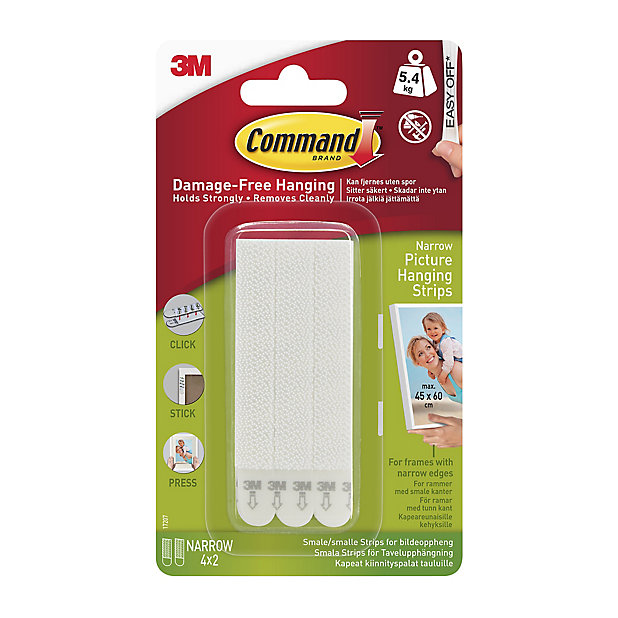 3m Command Narrow White Picture Hanging, Command Mirror Hanging Strips