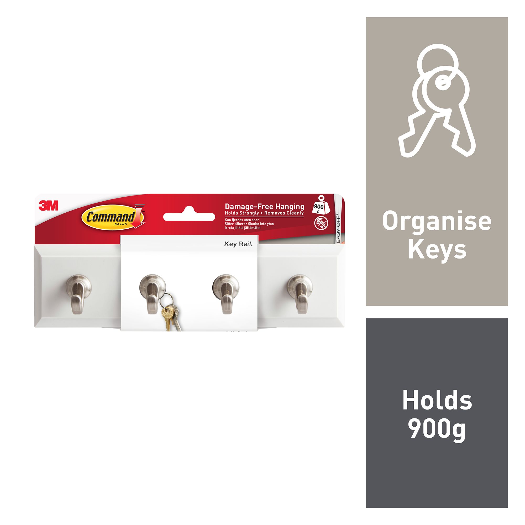 3M Command Quartz Medium Single Key rail (Holds)0.9kg