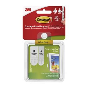 3M Command White Picture hanging Adhesive strip, Pack of 12