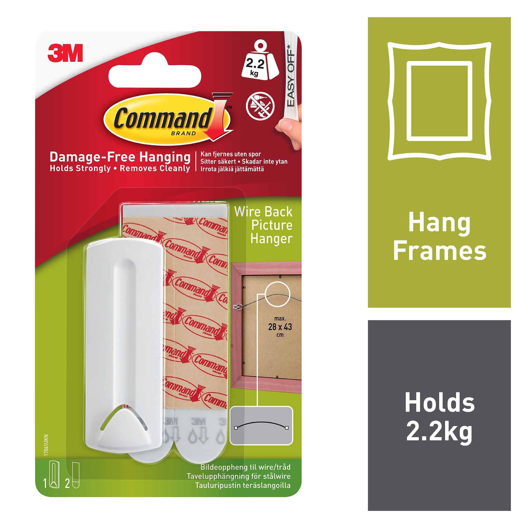 3M Command Wire Back White Picture hanging Canvas hanger (Holds)2.2kg