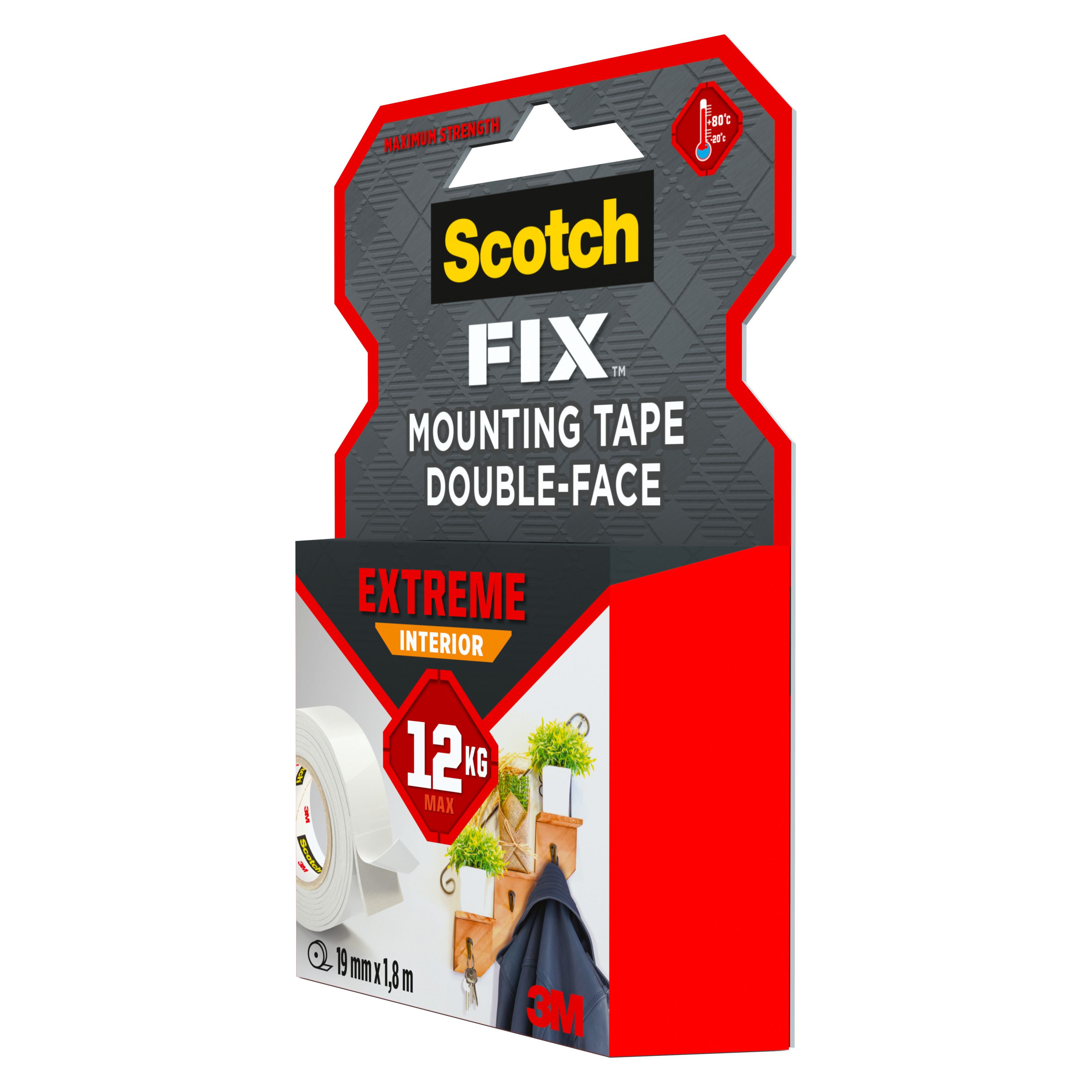 3M Scotch-Fix Extreme Interior White Mounting Tape (L)1.8m (W)19mm
