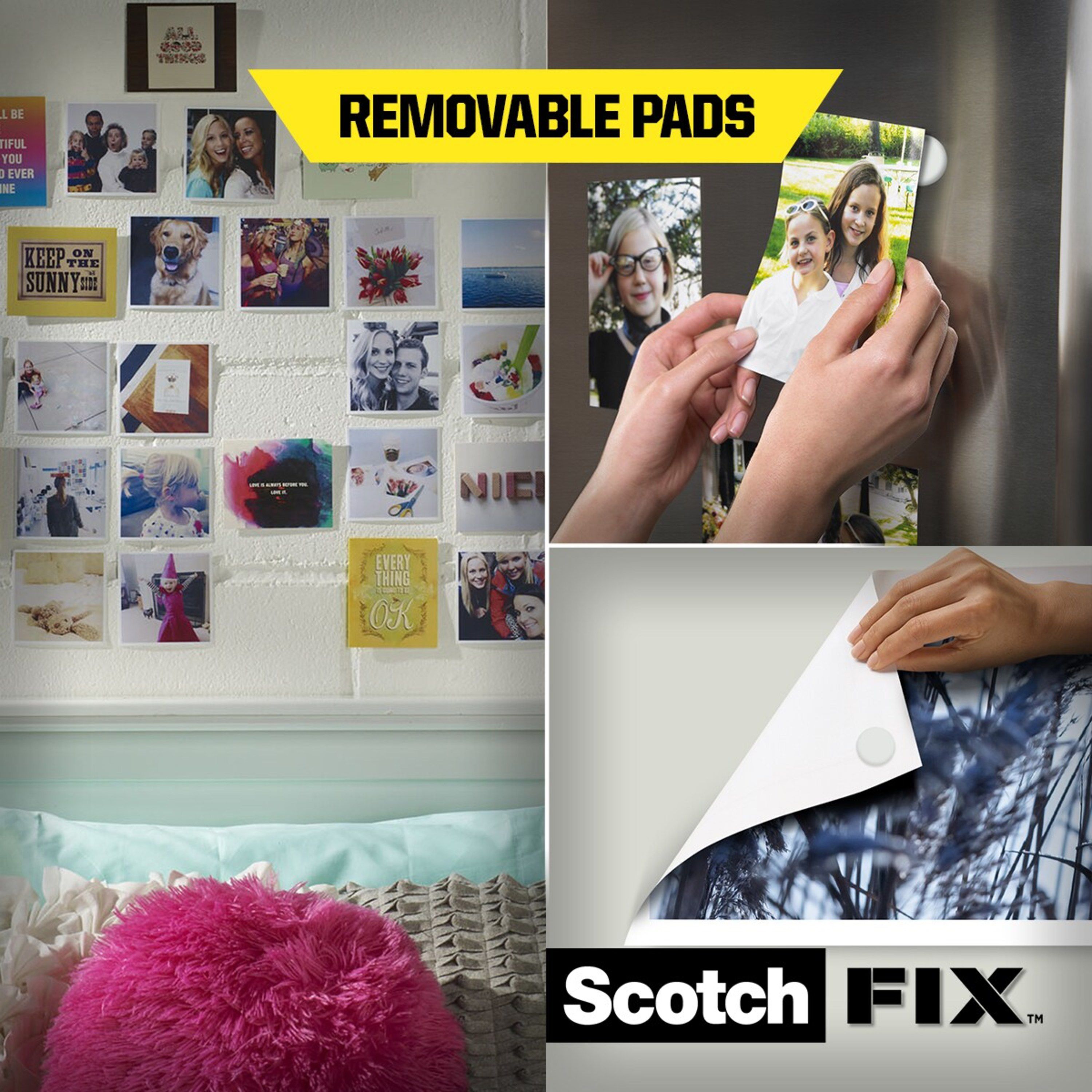 3M Scotch-Fix Removable White Mounting Adhesive pad (L)15mm (W)11mm, Pack of 36