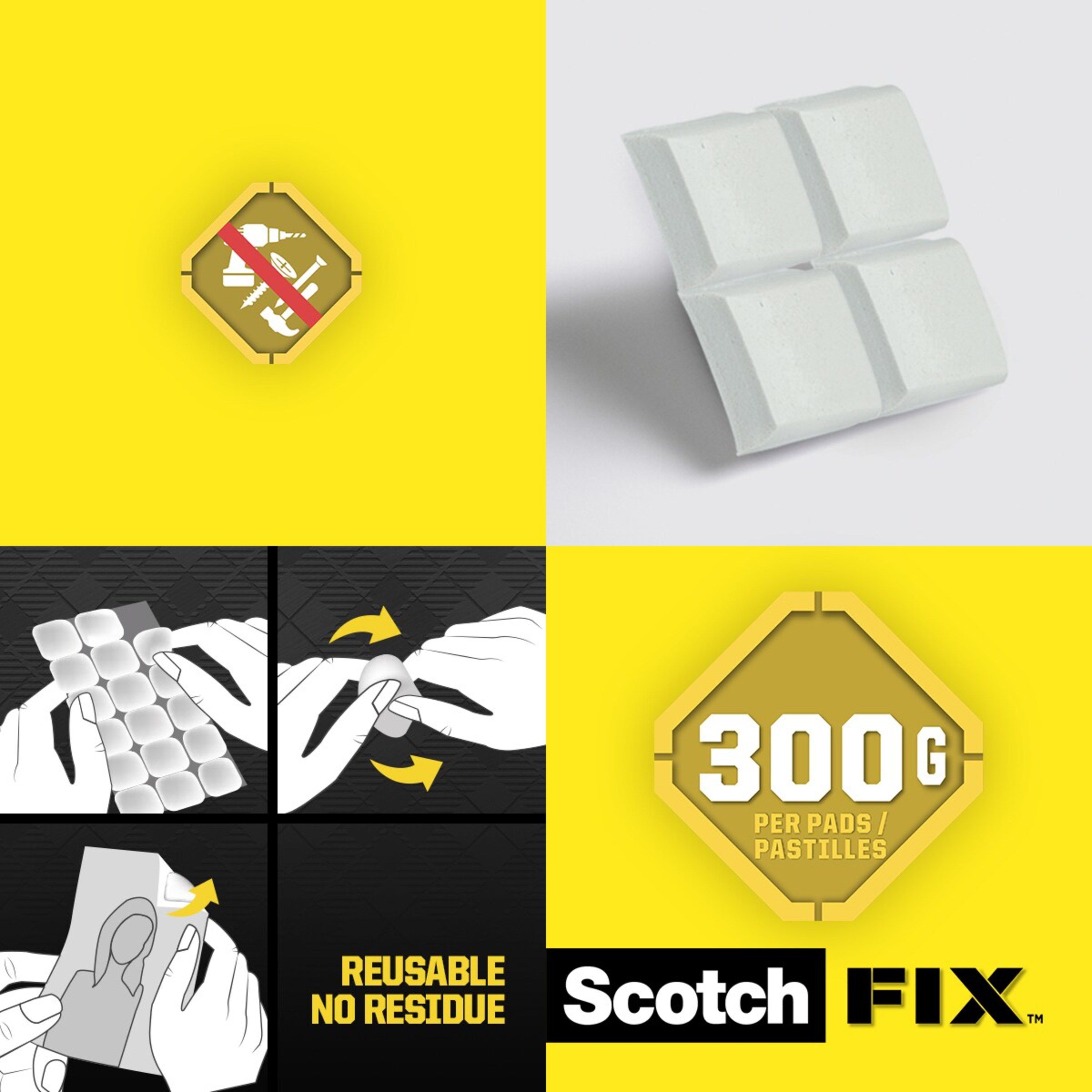 3M Scotch-Fix Removable White Mounting Adhesive pad (L)15mm (W)11mm, Pack of 36