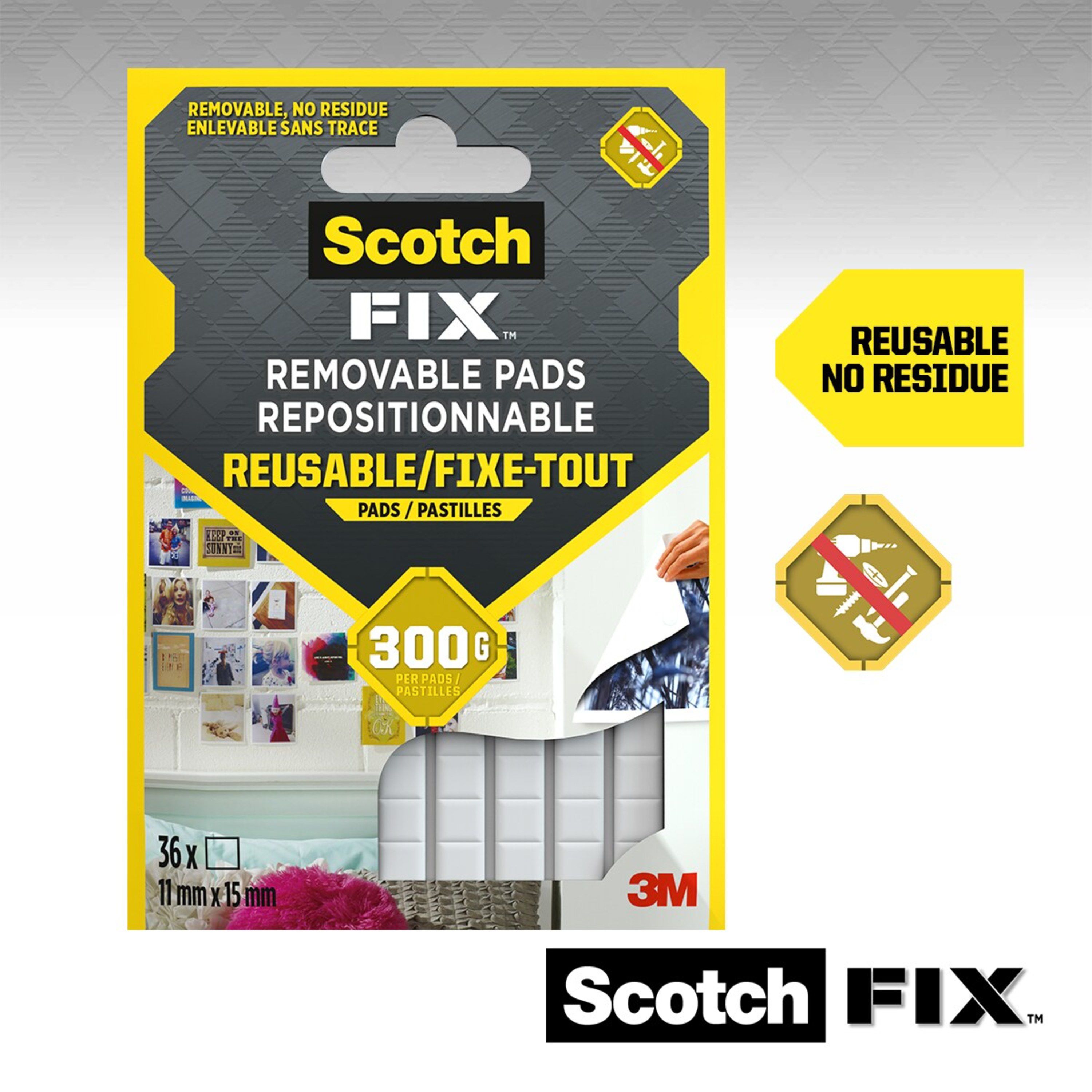3M Scotch-Fix Removable White Mounting Adhesive pad (L)15mm (W)11mm, Pack of 36