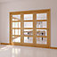 4 Lite Glazed Shaker Oak veneer Internal Tri-fold Door set, (H)2035mm (W)2146mm