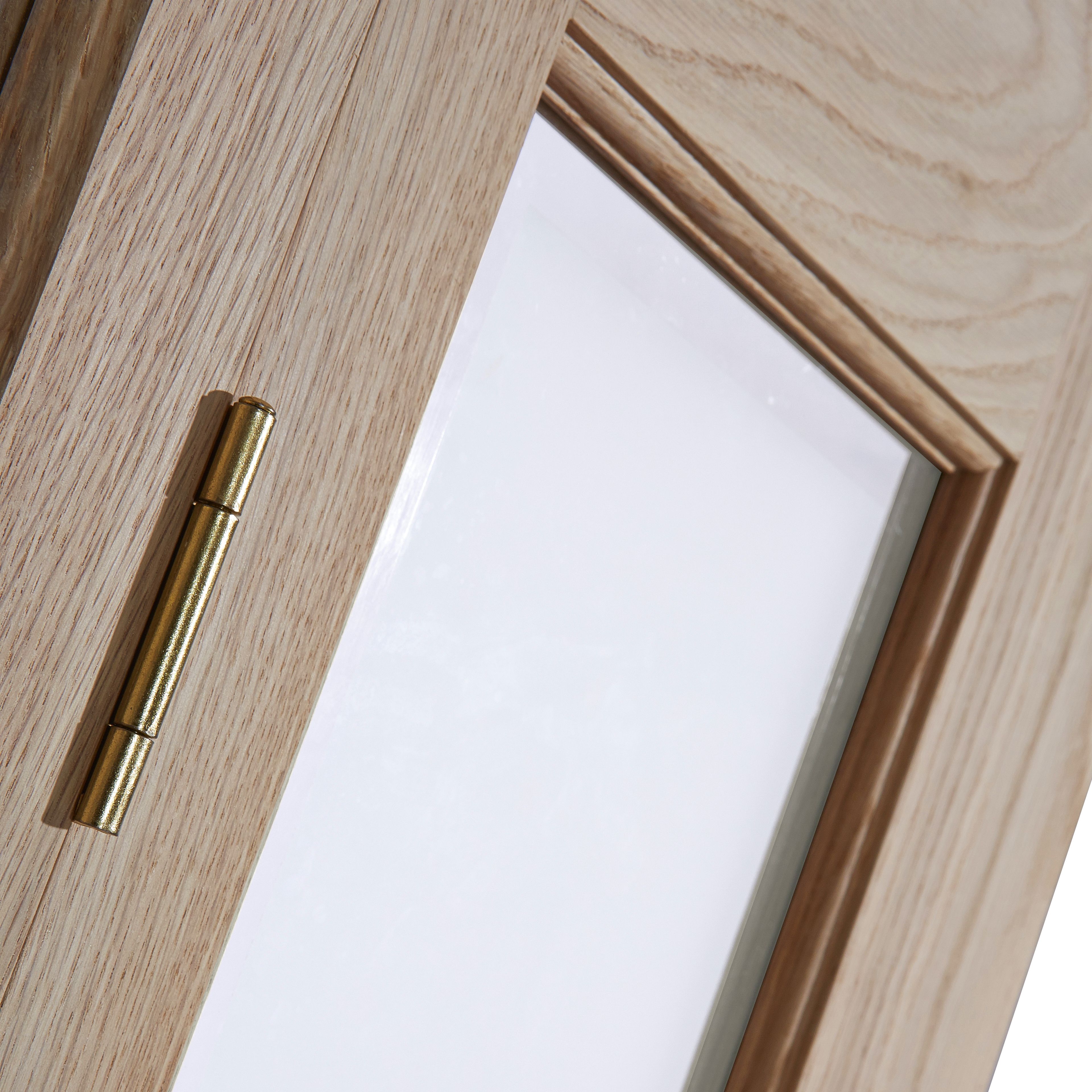 4 panel 2 Lite Clear Glazed Victorian White oak effect Timber Oak veneer Internal Folding Bi-fold Door set, (H)1950mm (W)753mm