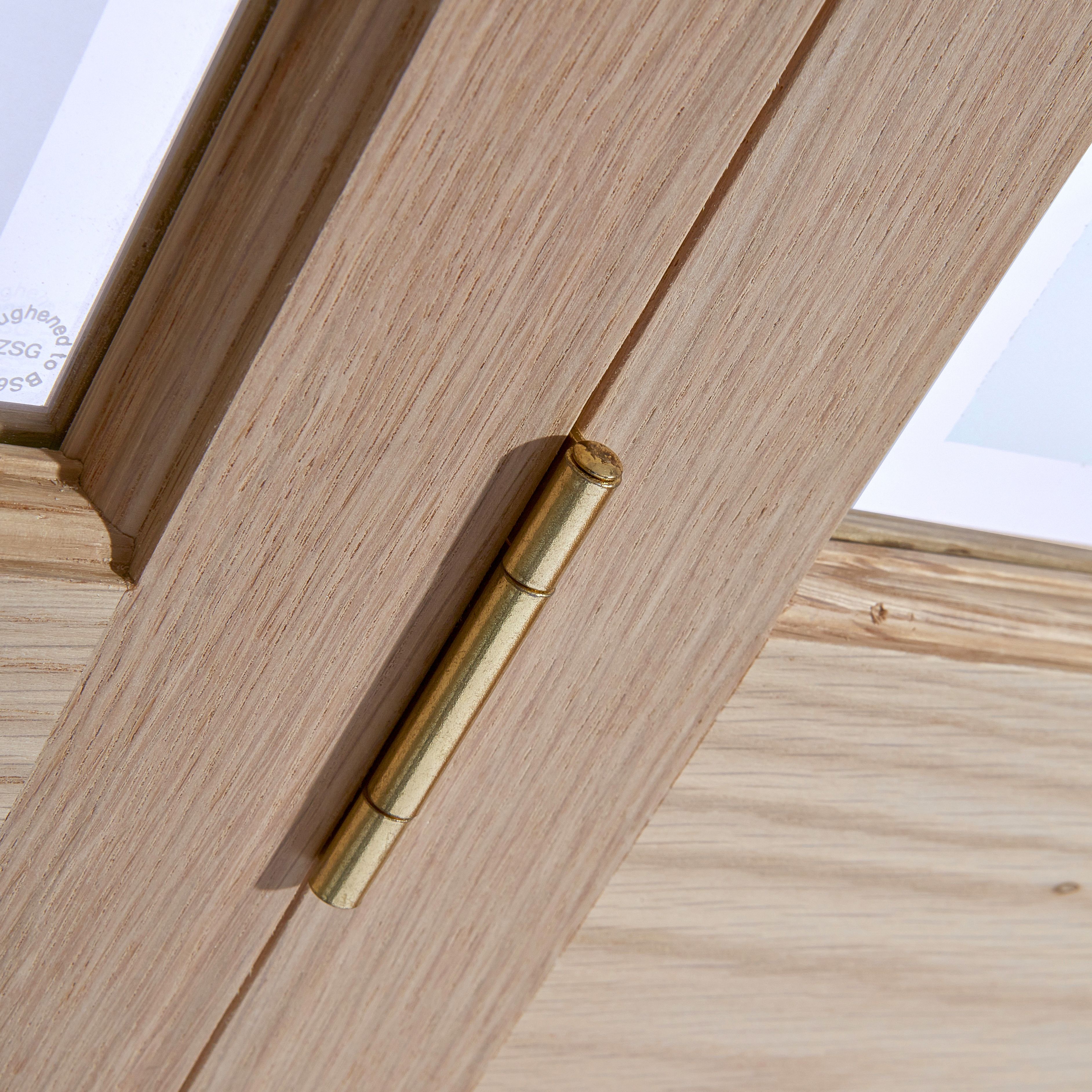 4 panel 2 Lite Clear Glazed Victorian White oak effect Timber Oak veneer Internal Folding Bi-fold Door set, (H)1950mm (W)753mm