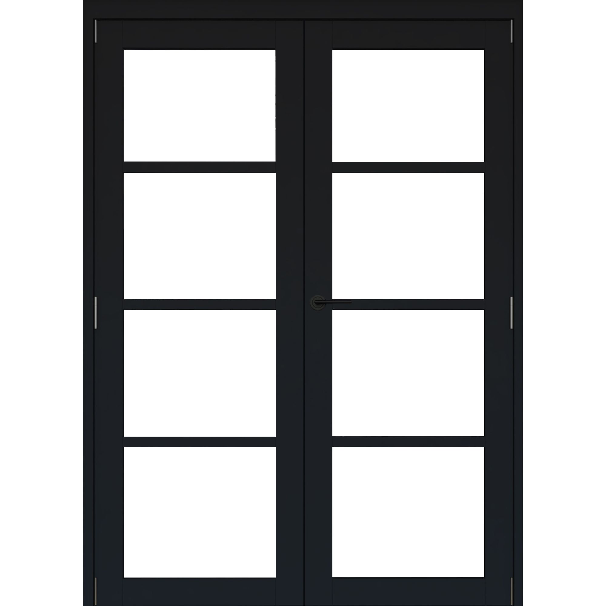 4 panel 4 Lite Clear Fully glazed Timber Black Internal French door set 2017mm x 133mm x 1597mm - Fully Finished