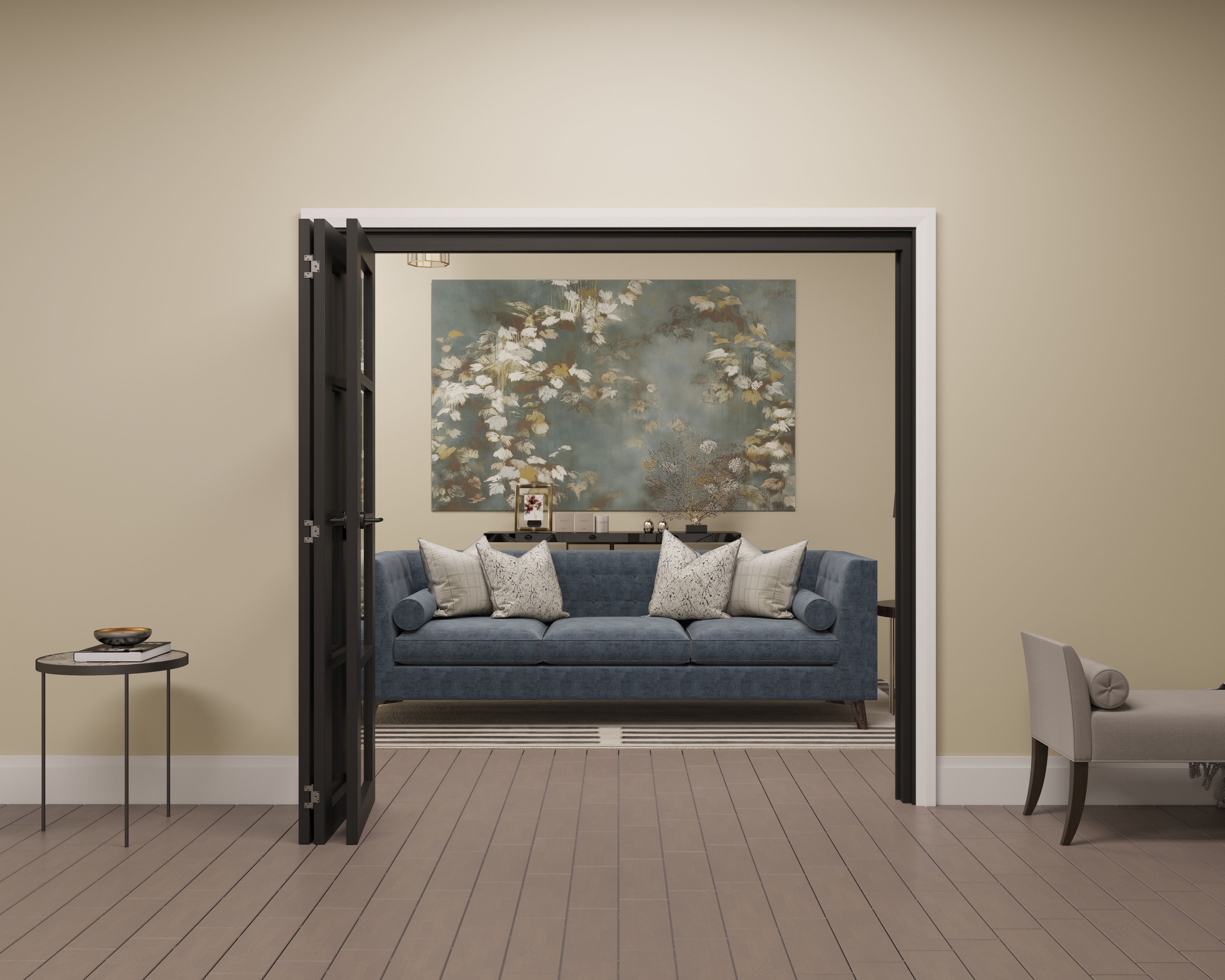 4 panel 4 Lite Clear Glazed Shaker Black Pine Internal Folding Door set, (H)2060mm (W)2142mm - Fully Finished