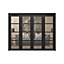 4 panel 4 Lite Clear Glazed Shaker Black Pine Internal Folding Door set, (H)2060mm (W)2831mm