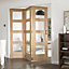 4 panel Clear Glazed Shaker Hardwood Oak veneer Internal Folding Door set, (H)1981mm (W)3660mm