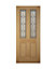 4 panel Diamond bevel Glazed Raised moulding White oak veneer LH & RH External Front Door set, (H)2074mm (W)856mm