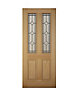 4 panel Diamond bevel Glazed Raised moulding White oak veneer LH & RH External Front Door set, (H)2074mm (W)932mm