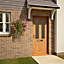 4 panel Frosted Glazed White oak veneer External Front door, (H)2032mm (W)813mm