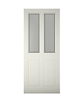 4 panel Frosted Glazed White Wooden External Panel Front door, (H)1981mm (W)838mm