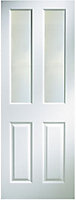 4 panel Frosted Glazed White Woodgrain effect Internal Door, (H)1981mm (W)686mm (T)35mm