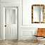 4 panel Frosted Glazed White Woodgrain effect Internal Door, (H)1981mm (W)838mm (T)35mm