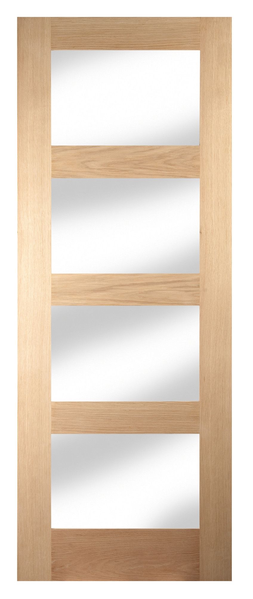 4 panel Glazed Shaker Oak veneer Internal Door, (H)1981mm (W)686mm (T)35mm