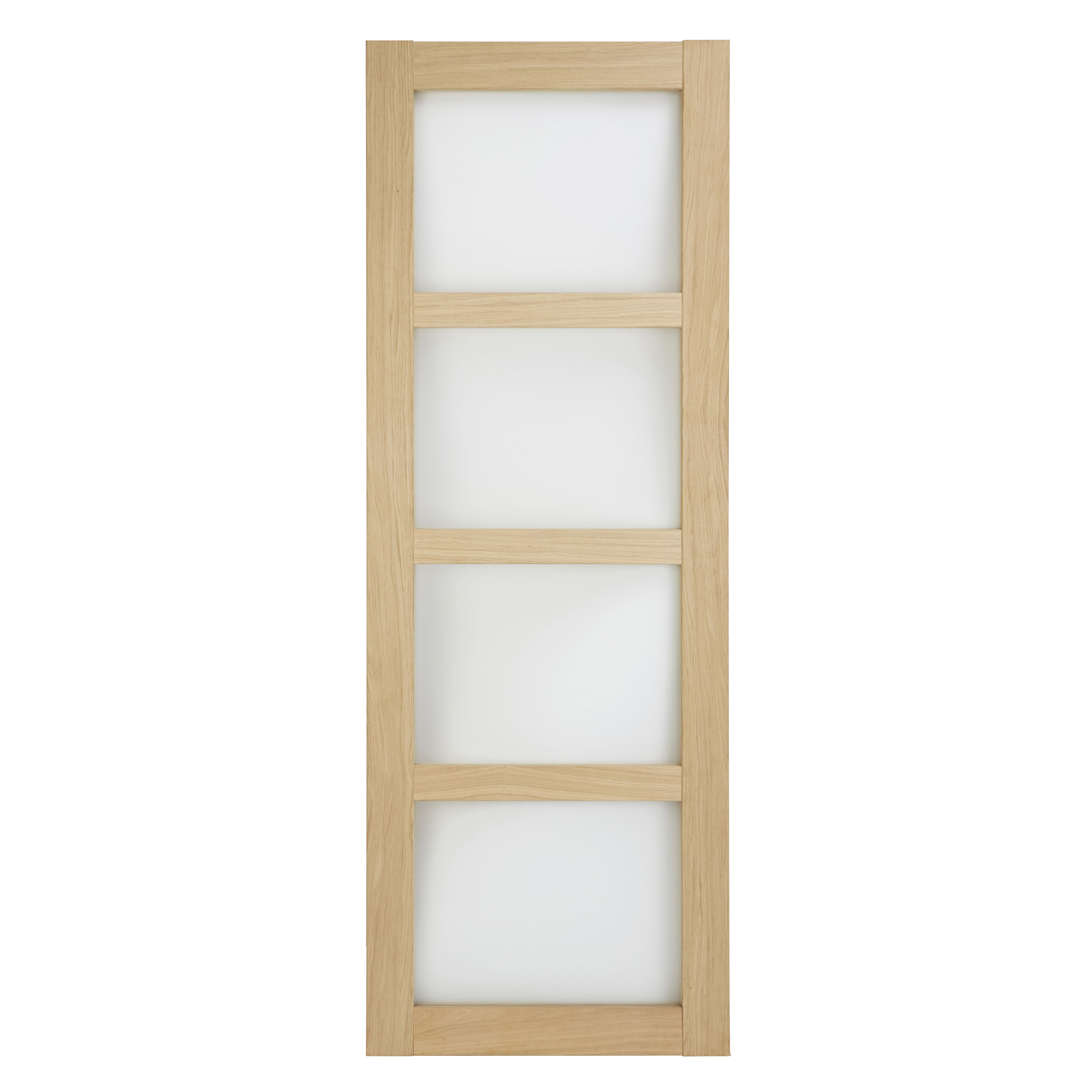 4 panel Glazed Shaker Oak veneer Internal Door, (H)1981mm (W)838mm (T)35mm