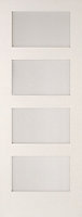 4 panel Glazed Shaker White Internal Door, (H)1981mm (W)610mm (T)35mm