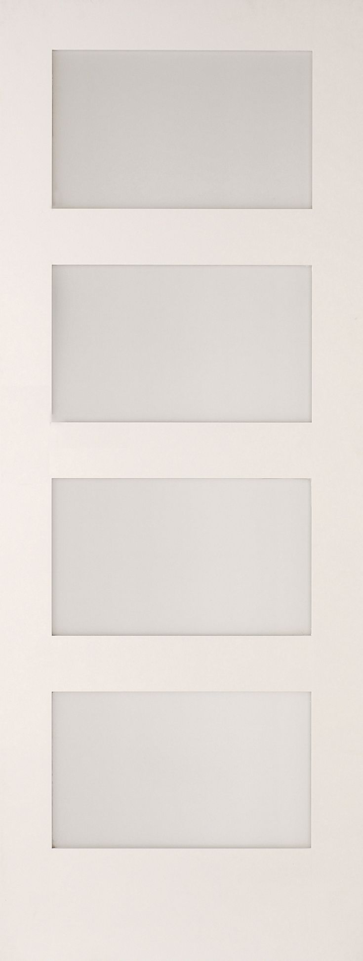 4 panel Glazed Shaker White Internal Door, (H)1981mm (W)610mm (T)35mm