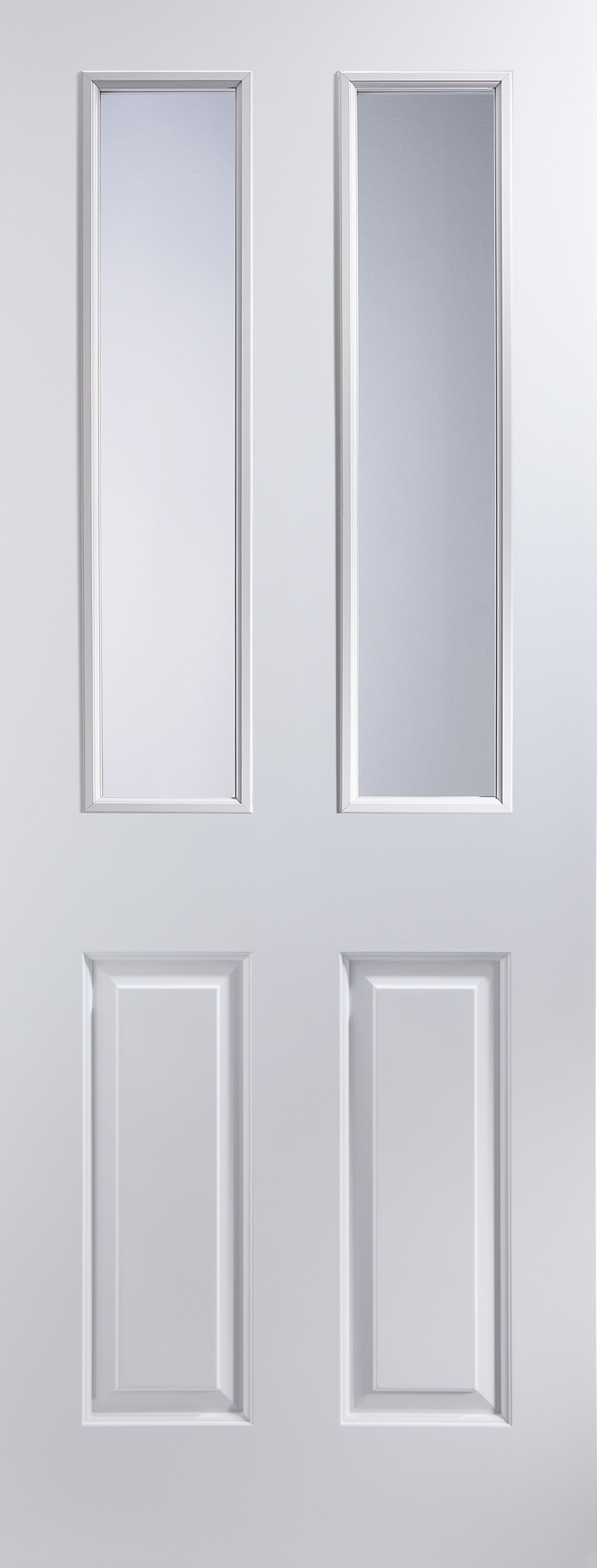 4 panel Glazed White Internal Door, (H)1981mm (W)610mm (T)35mm