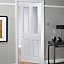4 panel Glazed White Internal Door, (H)1981mm (W)610mm (T)35mm