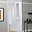 4 panel Glazed White Internal Door, (H)1981mm (W)686mm (T)35mm