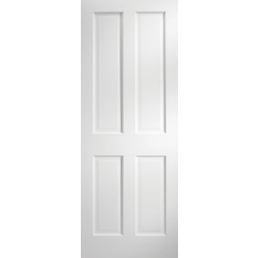 4 panel MDF Unglazed Contemporary White Internal Door, (H)1981mm (W)686mm (T)35mm