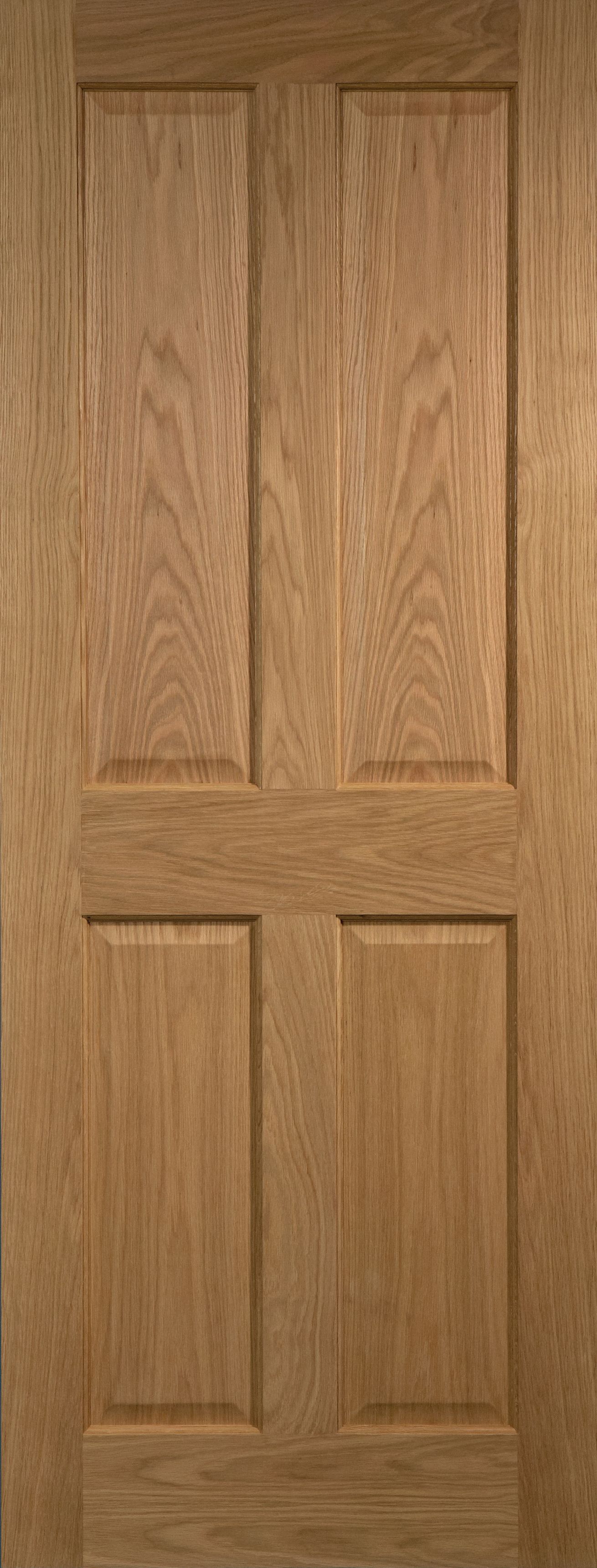 4 panel Oak veneer Internal Door, (H)1981mm (W)762mm (T)35mm