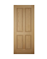 4 panel Raised moulding White oak veneer LH & RH External Front Door set & letter plate, (H)2074mm (W)856mm